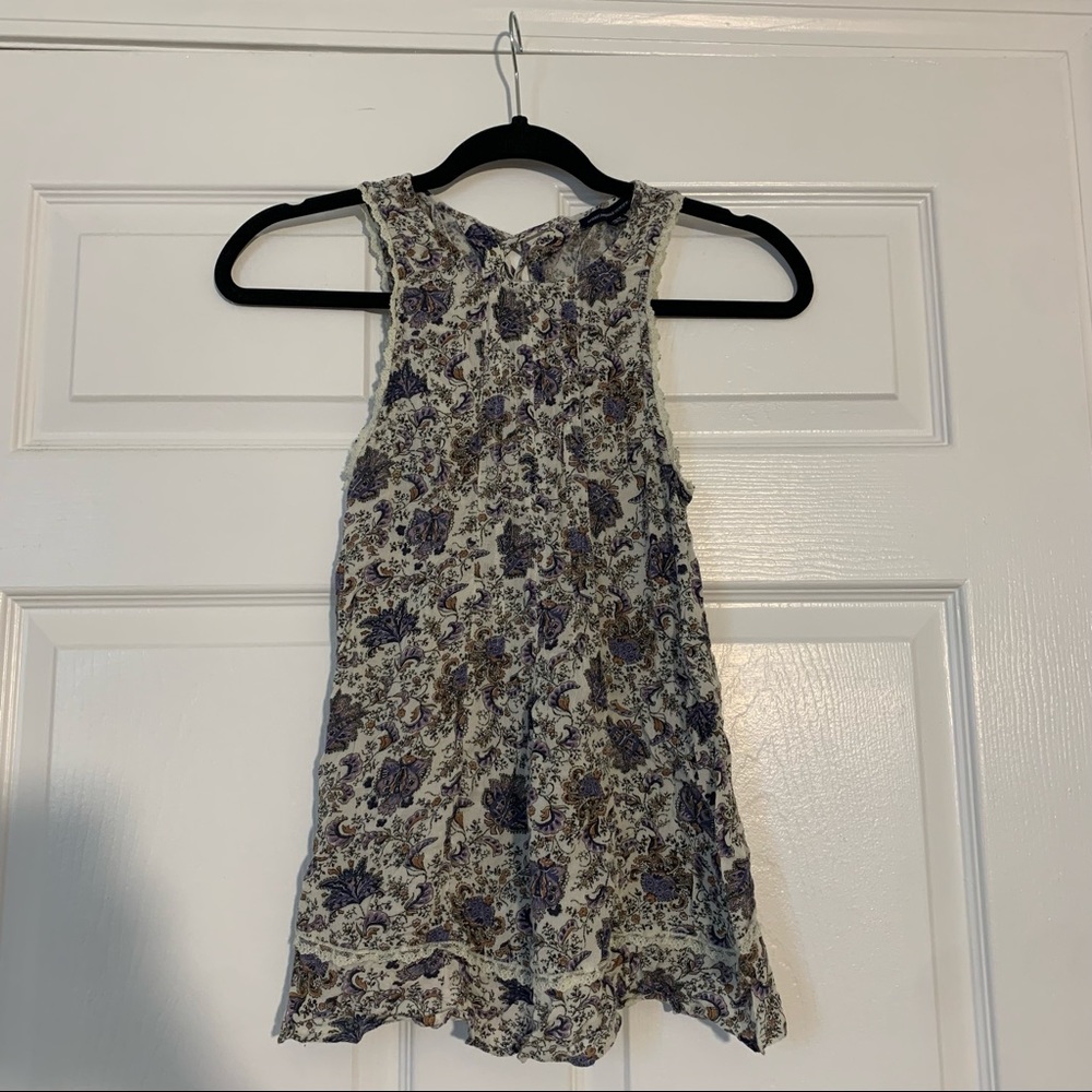American Eagle Floral Paisley Boho Lace Up Swing Tank